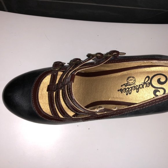 Seychelles, new mary janes, black and cognac, size 6 - Picture 4 of 7
